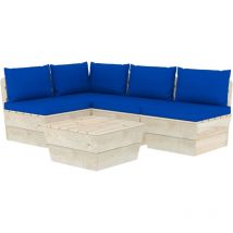 Salon de jardin meuble d'extérieur ensemble de mobilier palette 5 pièces avec coussins épicéa imprégné