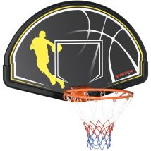 Sportnow - Canasta de baloncesto de pared tablero de baloncesto aro de baloncesto para interior y exterior 110x90x70 cm negro y amarillo
