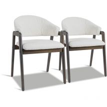 Frankystar - Canberra Bouclè - Paire de 2 petits fauteuils en bois massif de Parawood et tissu bouclé anti-tache