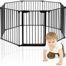 Cancelleto di Sicurezza per bambini Recinzione in metallo Pieghevole per Camino per animali domestici Bianco e Nero 500x74,5 cm (nero)