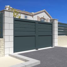 Intersun - Cancello a battente misto l 3500 x a 1625 mm (Grigio antracite)