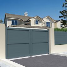 Cancello a battente pieno l 4000 x a 1606 mm (Grigio antracite)
