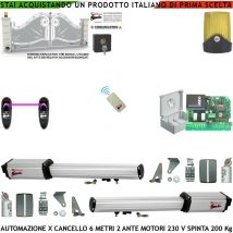 Securvera - Cancello Automatico 6 Metri 2 Ante da 3 mt Kit Motori Elettromeccanici 230 v Corsa 500 mm Spinta 2 Q.tali Sblocco Staffe Radiocomando