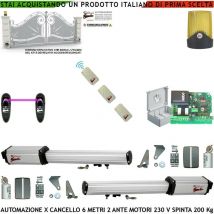 Securvera - Cancello Elettrico 6 Metri 2 Ante 3 mt Kit Base Automazione 2 Motori Elettromeccanici 230 v Spinta 2 Quintali Staffe 2 Chiavi Sblocco