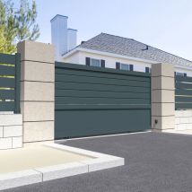 Cancello scorrevole misto l 4000 x a 1594 mm (Grigio antracite)