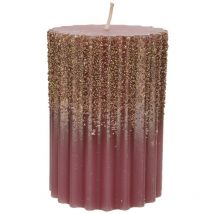 Candela cera rosa velluto con glitter cm10