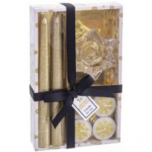 Candélabre circulaire avec support Noël Doré Verre Paraffine 21,7 x 13,3 x 3,8 cm