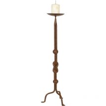 Biscottini - Candélabre en fer 19x64x19 cm Bougeoir en fer décoré 1 bras Candélabre de sol