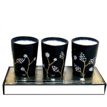 Candele Con Decoro Glitterato Nero Confezione Da 3 Pezzi