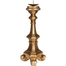 Candeliere legno 40x19x19 cm Portacandele legno Candelabro oro Made in Italy Candelabri Shabby Portacandele da tavolo