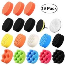 19 pièces 80mm Polissage Pad Éponge de Polissage Éponge polir Kit pour avec M14 Foret pour Voiture Ponçage Polissage pour ro/da Double Action