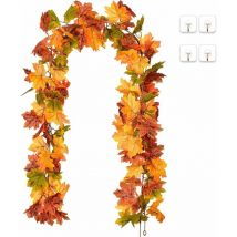 2 Pièces Artificielles Feuilles Automne Guirlande, Feuilles d'érable Vigne Artificielle érable grimpante Fausse Suspension Plante pour l'automne