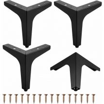 4 pcs Pieds de Meubles en Métal,4' 10cm Pieds de Meubles Triangulaires pour Meuble Canapé Table basse Meuble tv et Autres Pieds de Meubles(Noir)