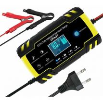 Chargeur de batterie de voiture, chargeur de batterie de voiture 8A 12V / 24V Entièrement automatique avec écran lcd, chargeur d'entretien