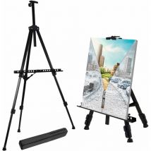 Chevalet d'artiste renforcé, chevalet d'affichage en métal en aluminium extra épais de 53,3 cm à 177,8 cm de hauteur réglable avec sac portable pour