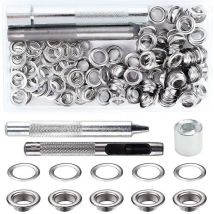 Kit de Grommets Eyelets Outils Metal Grommet Kit Oeillet avec Outils Oeillet pour Toile Bâche Tente de Réparation (8MM) - Ulisem