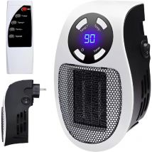 Chauffage Enfichable 500W,Mini Chauffe-Air Électrique Socket, Chauffage D'espace Mural avec Télécommande, Radiateur Électrique Soufflant 500W avec 2