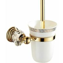 Porte-brosse wc en métal avec verre poli et ensemble de toilette Accessoires de toilette design doré Support mural et finition dorée Style européen