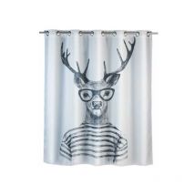 Rideau de douche antimoisissure Mr Deer Comfort Flex, rideau de douche original, lavable en machine et waterproof, 10 anneaux rideau de douche