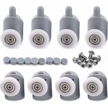 Candyse Rueda giratoria con rodillos de 23 mm y 8 piezas para puerta de ducha, ruedas corredizas para puerta de baño