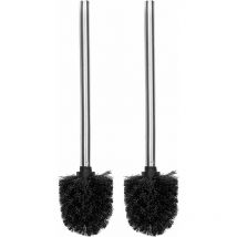 Ulisem - Triomphe Brosse wc / wc / salle de bain de rechange, tête de brosse de nettoyage avec manche en acier inoxydable, lot de 2 pièces, noir