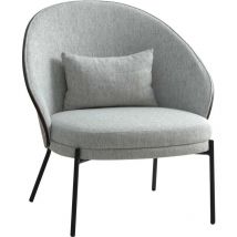 Canelas Sessel hellgrau, dunkelbraun.