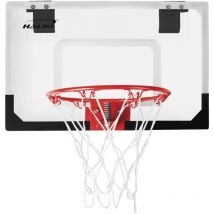 Canestro da Basket con 3 Palloni ø 16 cm Rete Tabellone da Parete Bianco 58 x 40 cm da Appendere Pallacanestro Allenamento Sportivo Interno/Esterno