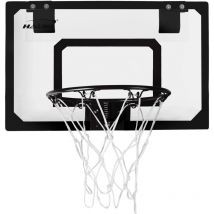 Canestro da Basket con 3 Palloni ø 16 cm Rete Tabellone da Parete Nero 58 x 40 cm da Appendere Pallacanestro Allenamento Sportivo Interno/Esterno