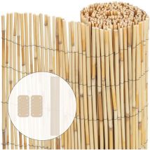 Canisse en roseau renforcée Brise vue naturel avec attaches de fixation 160x300cm