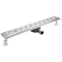 Finmrys - Caniveau de douche plat, 60cm sortie d'eau flexible - siphon avec stop-odeur et filtre à cheveux ensemble complet de caniveau de douche en