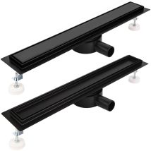 Caniveau De Douche Italienne 120 Cm À Carreler Noir 360° Siphon Sol D'Évacuation En Acier Inoxydable - Diverses Tailles Au Choix 30 To 100cm Siphon 