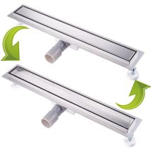 Finmrys - Caniveau de Douche Italienne 30cm à carreler, Siphon de Sol Douche Modèle 2 en 1, Acier Inoxydable