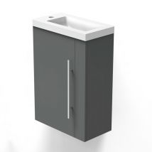Biubiubath - Meuble Lave-Mains Moderne à Suspendre avec lavabo, Meuble de Rangement avec Une Porte et 2 étagères 45cm / anthracite