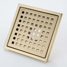 Readcly - Caniveau de Douche Or Acier Inoxydable Carré 15x15cm Drain de Douche Siphon de Sol Drain de Plancher avec Couvercle de Siphon de Sol, Noyau