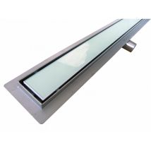 Bernstein - Canal de douche GL02 - écoulement de douche en verre blanc - pour les douches à l'italienne - longueur spécifiée700mm