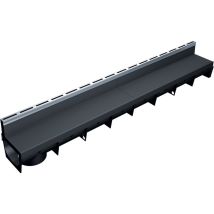 Mea - Caniveau Extérieur 1m Park Avec Grille À Fente En Pp Recyclé + Profil E-blade S En Inox Classe A15 - Terrasse, Piscine, Jardin - Largeur Utile 