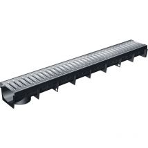 Caniveau Extérieur 1m avec Grille en Acier galva Classe A15 MEA park - Caniveaux pour Terrasse, Piscine, Jardin - Largeur utile 10cm - Passage piéton