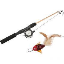 Basetbl - Canne à pêche télescopique pour chat, jouet pour chat, canne à pêche pour poisson rouge, réaliste et flexible