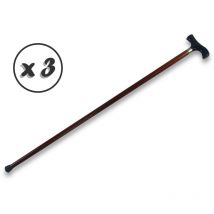 Canne artisanale française Longueur 90 cm Bois blanc des vosges - Quantité x 3 - Canne de marche