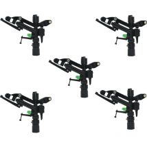 Gncgarden - Cañón de riego agrícola ajustable bidireccional hembra de 1 pulgada. Pack 5 unidades. Aspersor de riego de granja hembra de 1 pulgada,