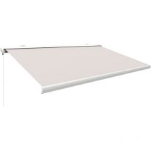 Canopée Store Banne Motorisé et Manuel Ombra 4x3.5m - LED Intégré - Blanc/Beige - Double Commande