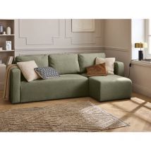 Bestmobilier - Canopy - beidseitig montierbar - 4 sitzplätze - schlaffunktion und bettkasten - aus strukturiertem stoff - grün