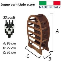 Cantinetta porta bottiglie vino arredamento cantina in legno verniciabile 33 posti scuro