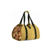 Canvas Firewood Carrier Tote Bag,Fireplace Wood Storage Bag for Camping,Home and More (Brown)