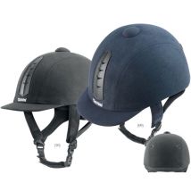 Cap da equitazione Pro 2 con rivestimento in microfibra e prese d'aria posteriori e anteriori cinturino sottogola e fibbia a sgancio rapido Omologato