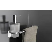 Capannoli - Porte-savon/serviette avec distributeur de savon liquide, fixation à vis Easy YE122 VS53V des vis de fixation - Acier chromé poli