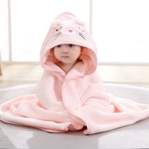 Cape de Bain Bébé à Capuche, Coton Sortie de Bain Bébé avec Design Animal, Drap Serviette de Bain pour Bébé Nouveau-né (chaton rose).. Debuns