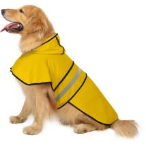 Cape de pluie lisse à capuche pour chien - Jaune