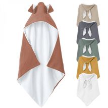 Cape, sortie de bain pour bébé intérieur 100 % coton - 100 x 100 cm - Lapin - Vieux rose - Monsieur Bébé