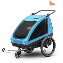 Klarfit - Capital Sports Remorque vélo pour enfants Bike Trailer - fonction 3 en 1, pour 2 enfants + poussette, bretelles et entrejambe rembourrés,